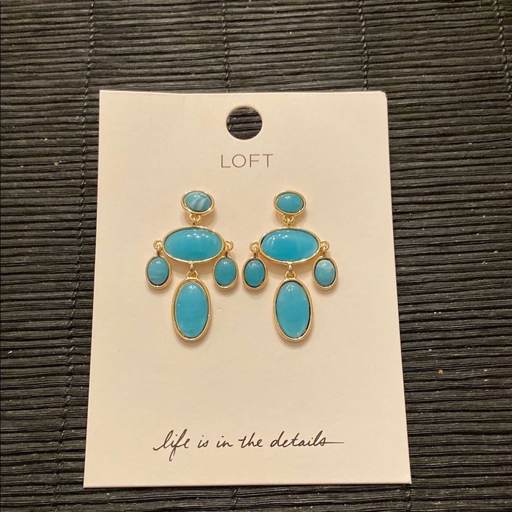 LOFT Gold and Blue Dangle Earrings